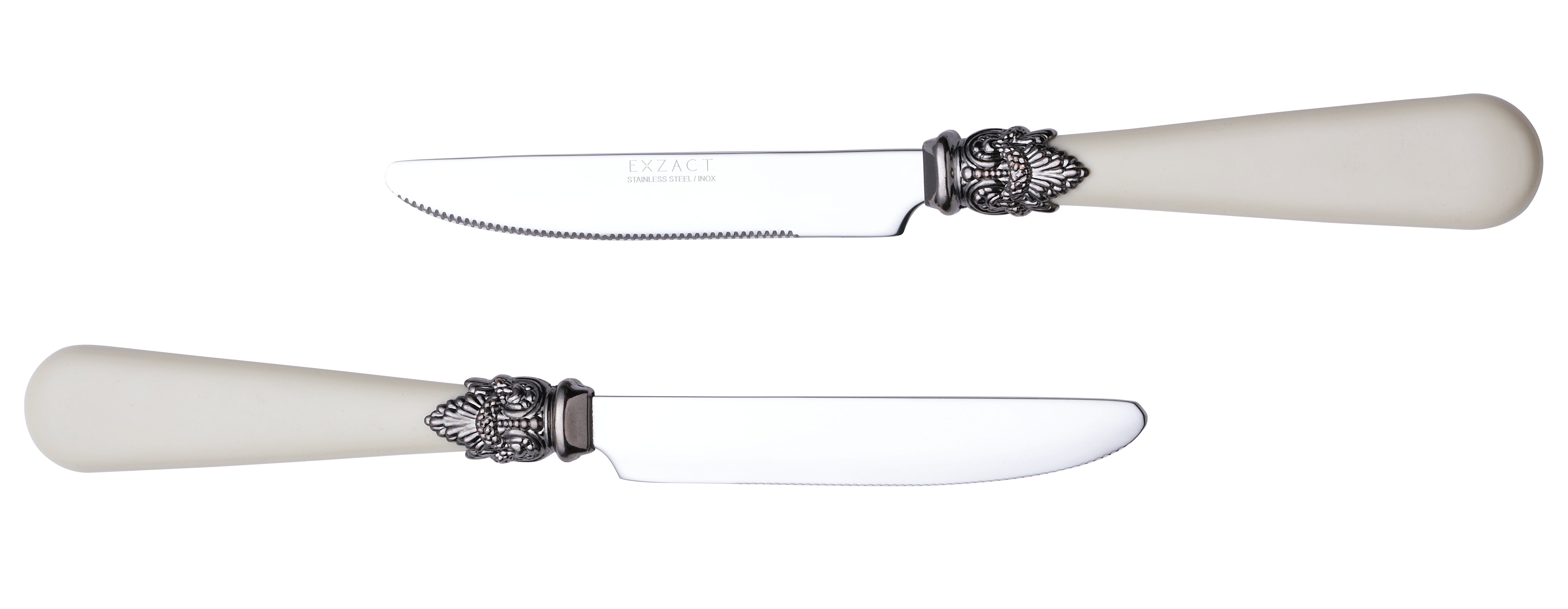 Exzact Cutlery Set Stainless Steel, Vintage Style Antique Cream Handles