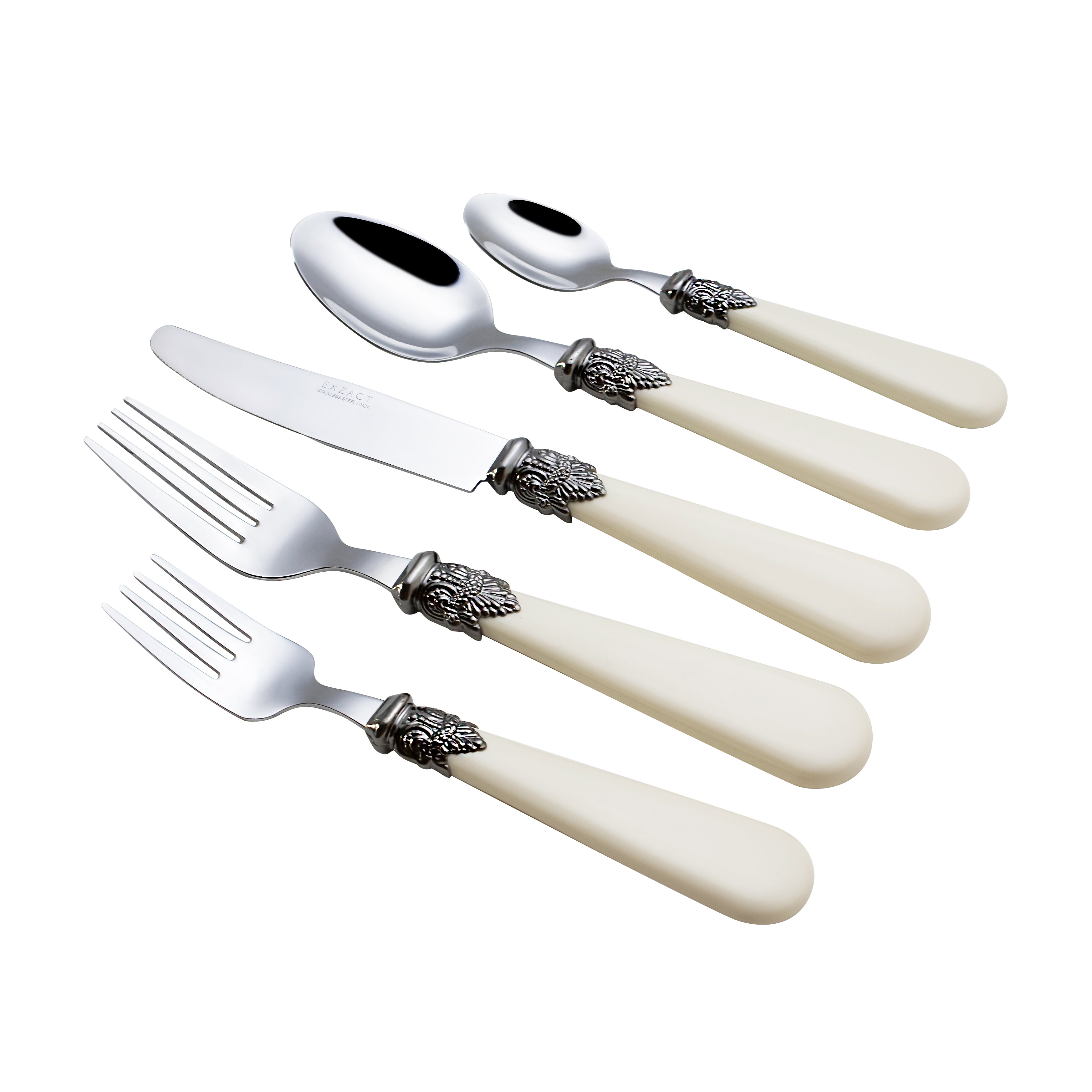 Exzact Cutlery Set 20pcs Antique Cream Handles, Stainless Steel with Ivory