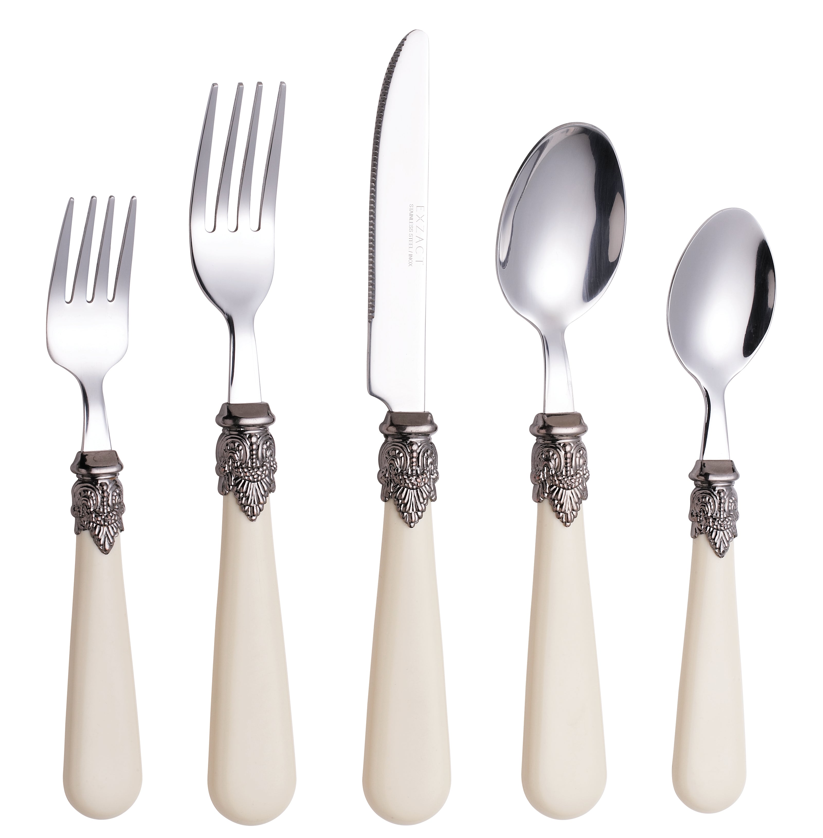 Exzact Cutlery Set 20pcs Antique Cream Handles, Stainless Steel with Ivory