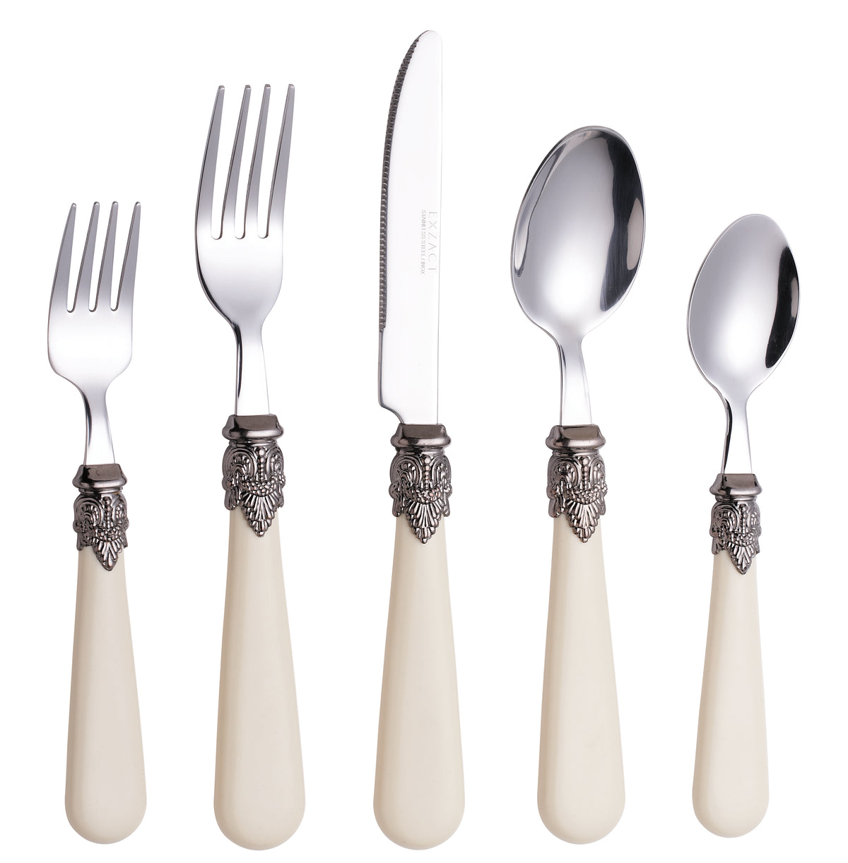 Exzact Cutlery Set 20pcs Antique Cream Handles, Stainless Steel with Ivory