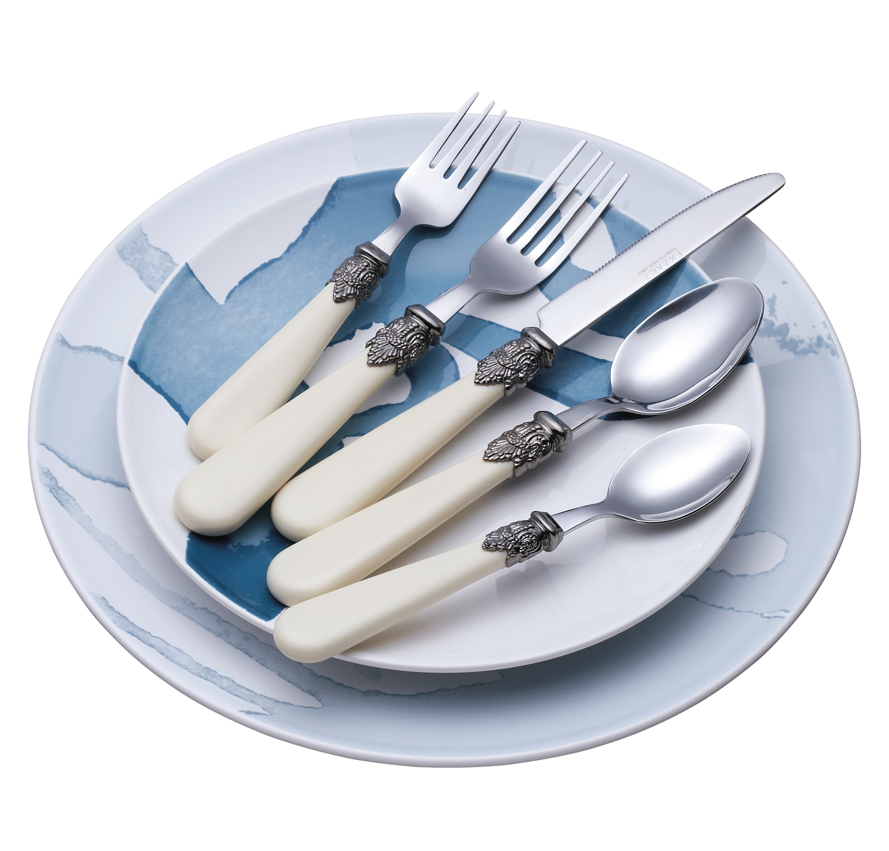 Exzact Cutlery Set 20pcs Antique Cream Handles, Stainless Steel with Ivory