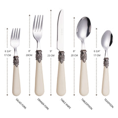Exzact Cutlery Set 20pcs Antique Cream Handles, Stainless Steel with Ivory