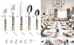 Exzact Cutlery Set 20pcs Polka Dot, Stainless Steel Mirror Polished, Service for 4