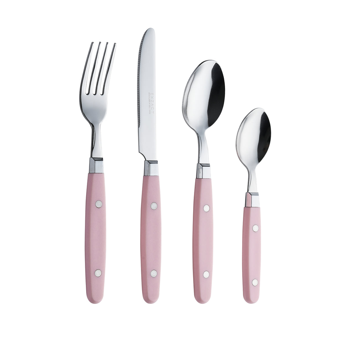 EXZACT Cutlery Set 24pcs Stainless Steel - with Rivet Craft Handles/Retro Style Flatware