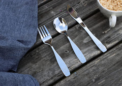 Exzact Children's Cutlery Stainless Steel 3pcs Set - Engraved Design (Dog Cat Bunny x 3)