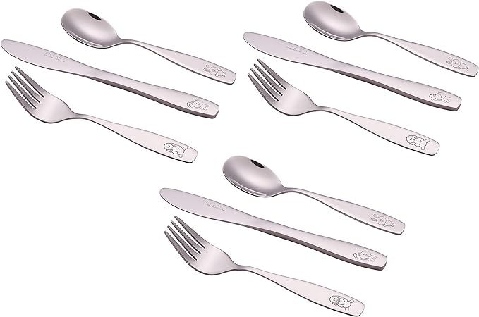 Exzact Childrens Cutlery 9pcs Stainless Steel, Kid Cutlery/Todler Silverware