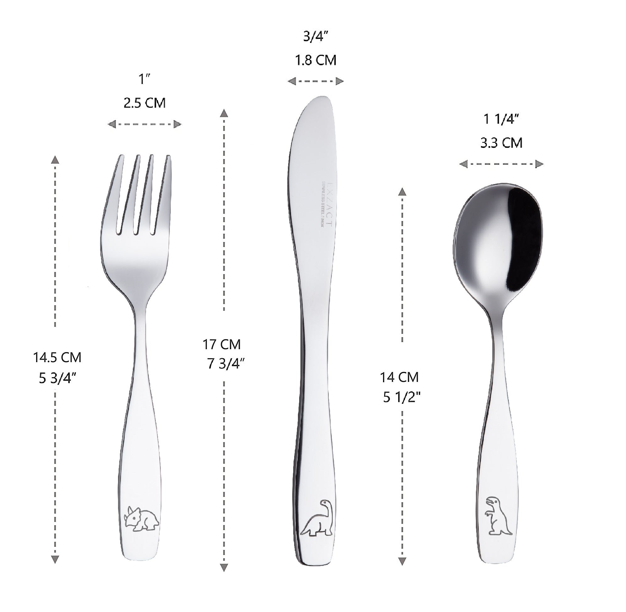 Exzact Children's Cutlery 12pcs Set Stainless Steel/Kids Cutlery