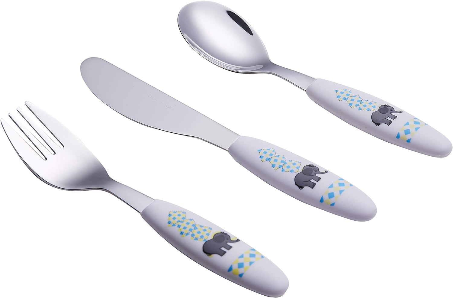 Exzact Children Cutlery Stainless Steel 3pcs - 1 x Fork, 1 x Knife, 1 x Spoon