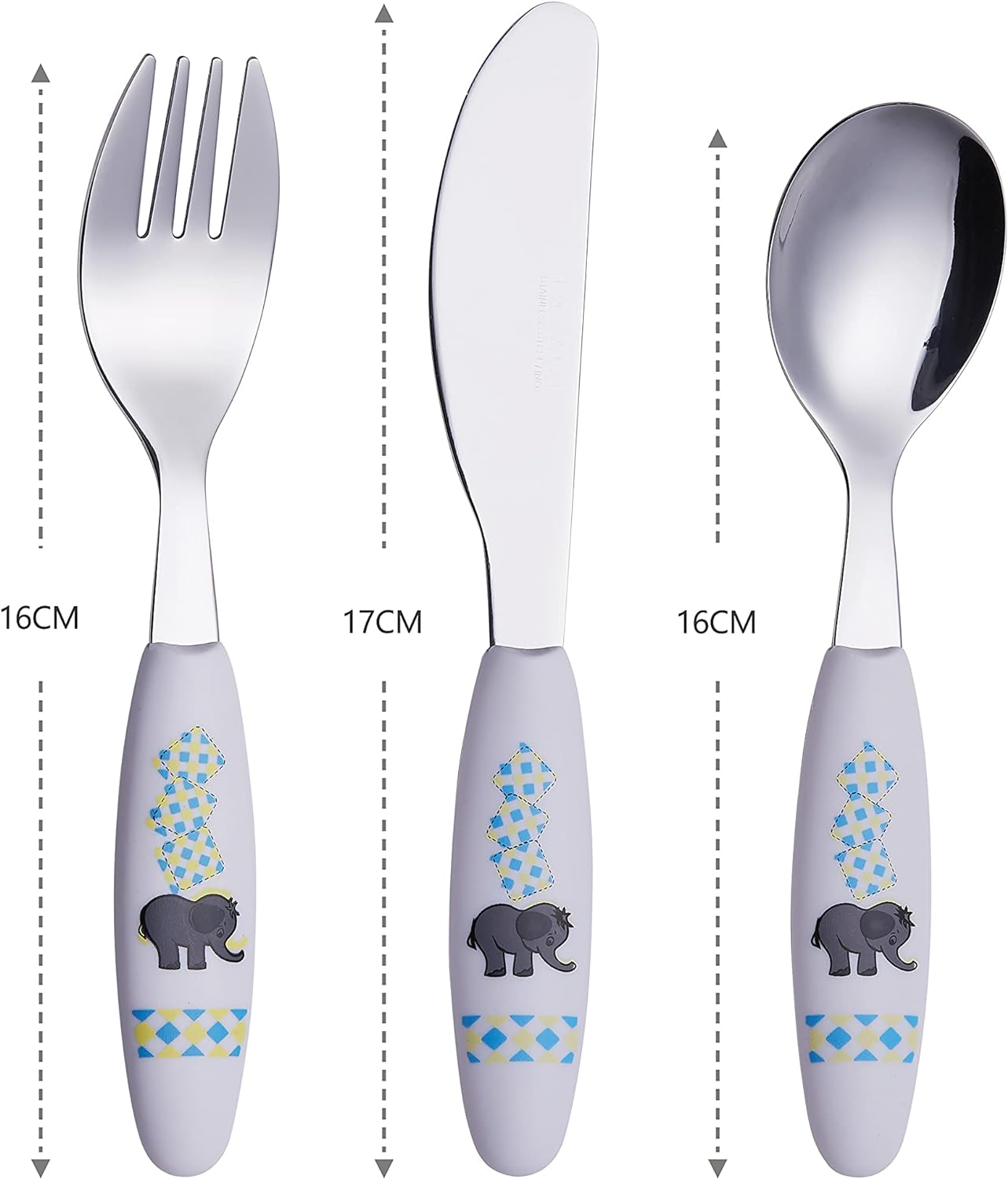 Exzact Children's Cutlery 6pcs Toddler Cutlery - 2 Forks, 2 Safe Dinner Knives, 2 Dinner Spoons