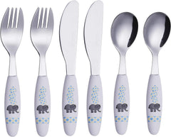 Exzact Children's Cutlery 6pcs Toddler Cutlery - 2 Forks, 2 Safe Dinner Knives, 2 Dinner Spoons