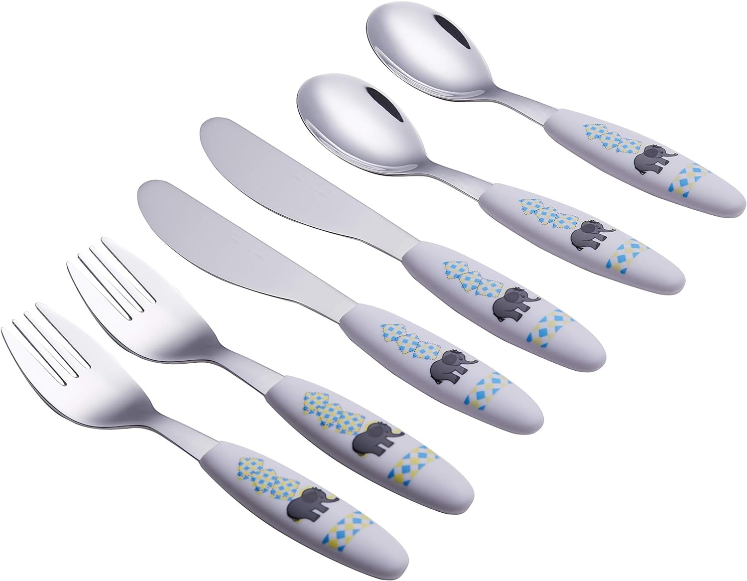Exzact Children's Cutlery 6pcs Toddler Cutlery - 2 Forks, 2 Safe Dinner Knives, 2 Dinner Spoons