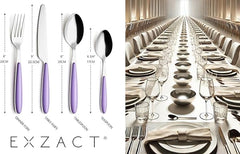 EXZACT Cutlery Set 16pcs Stainless Steel with Colour Handles -EX07 (Lilac x 16)