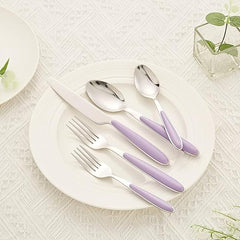 EXZACT Cutlery Set 16pcs Stainless Steel with Colour Handles -EX07 (Lilac x 16)