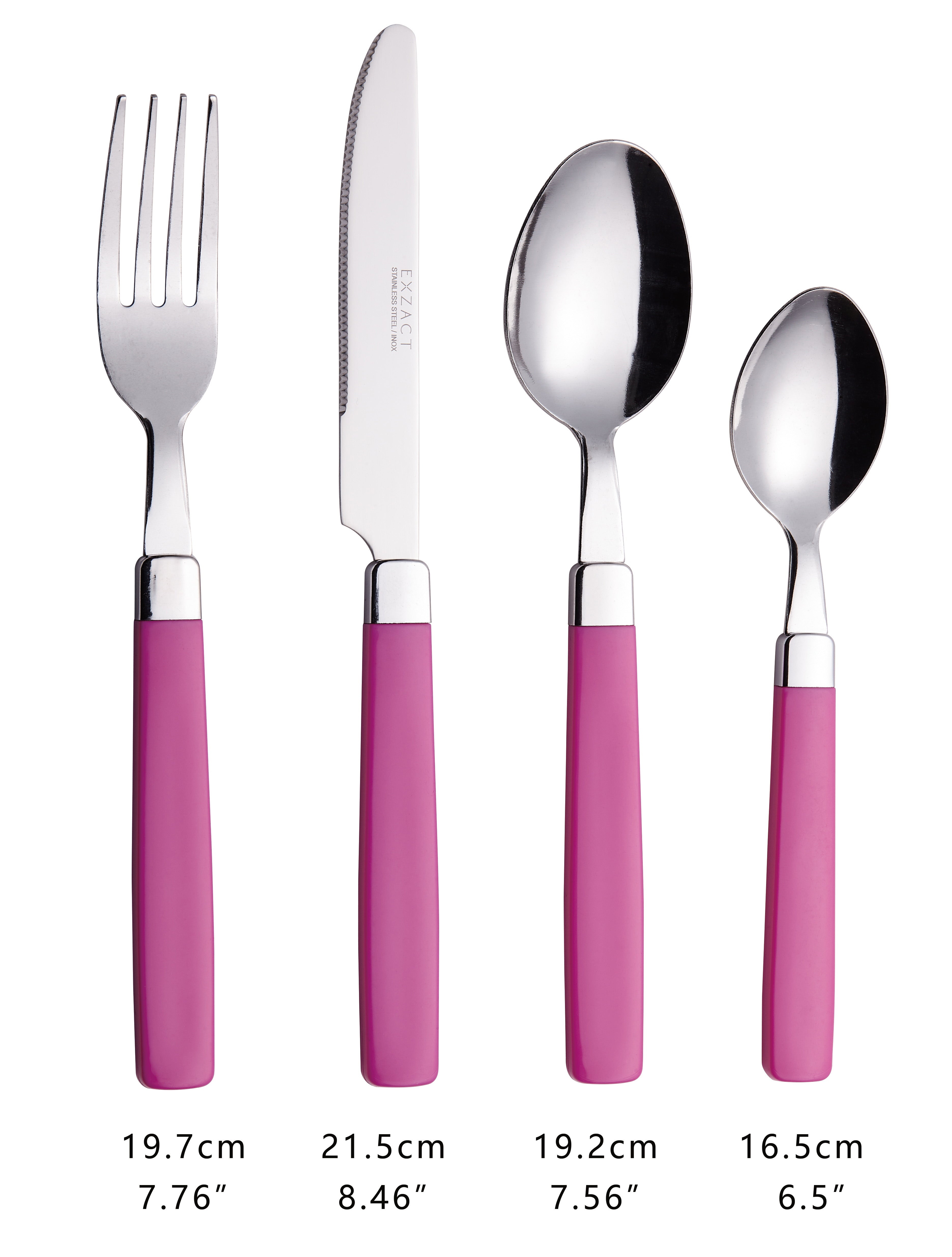 EXZACT Cutlery Set 16pcs Stainless Steel - Coloured Handles - WF23