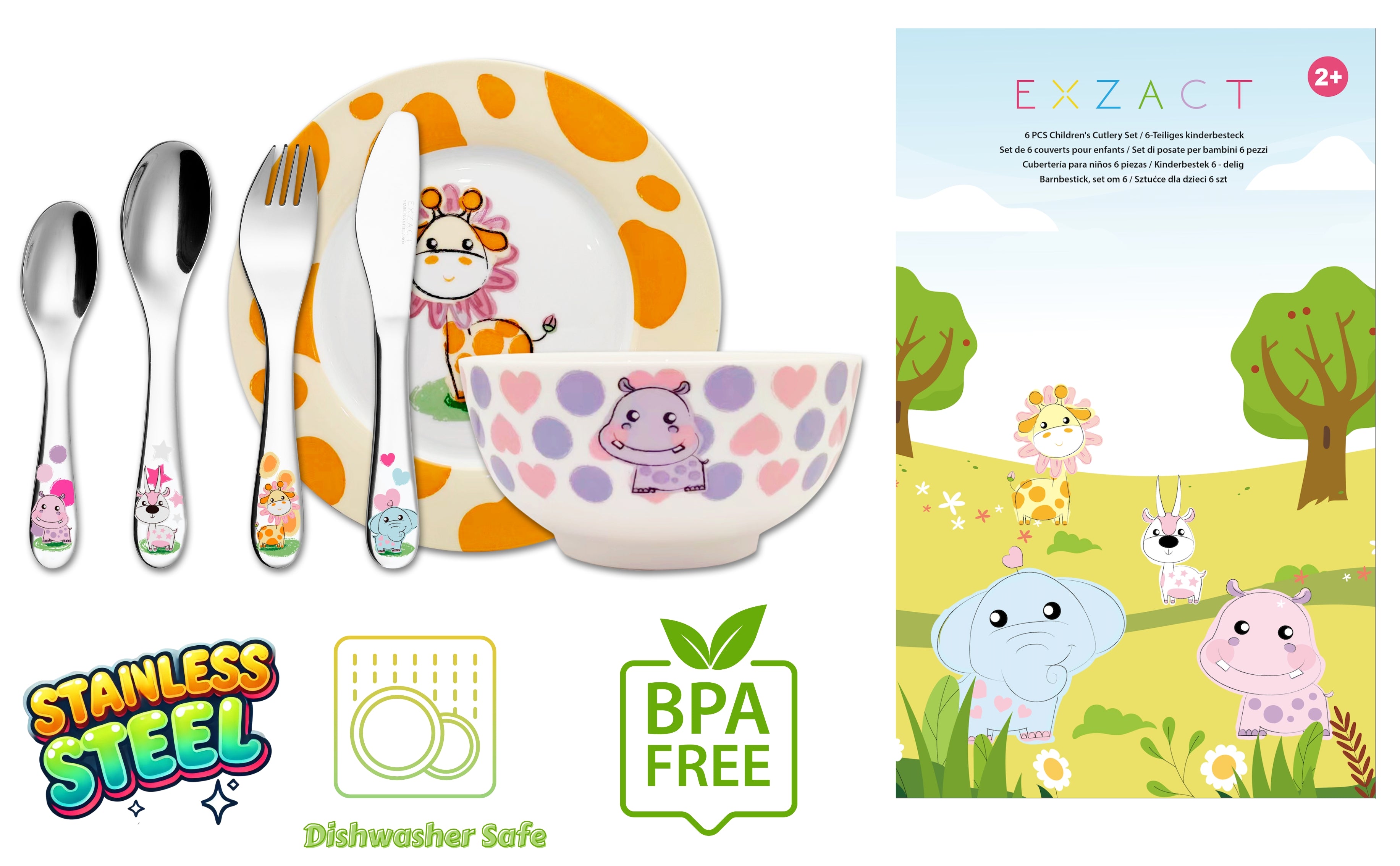 EXZACT Children's Dinner Cutlery Gift Set 6 Pieces