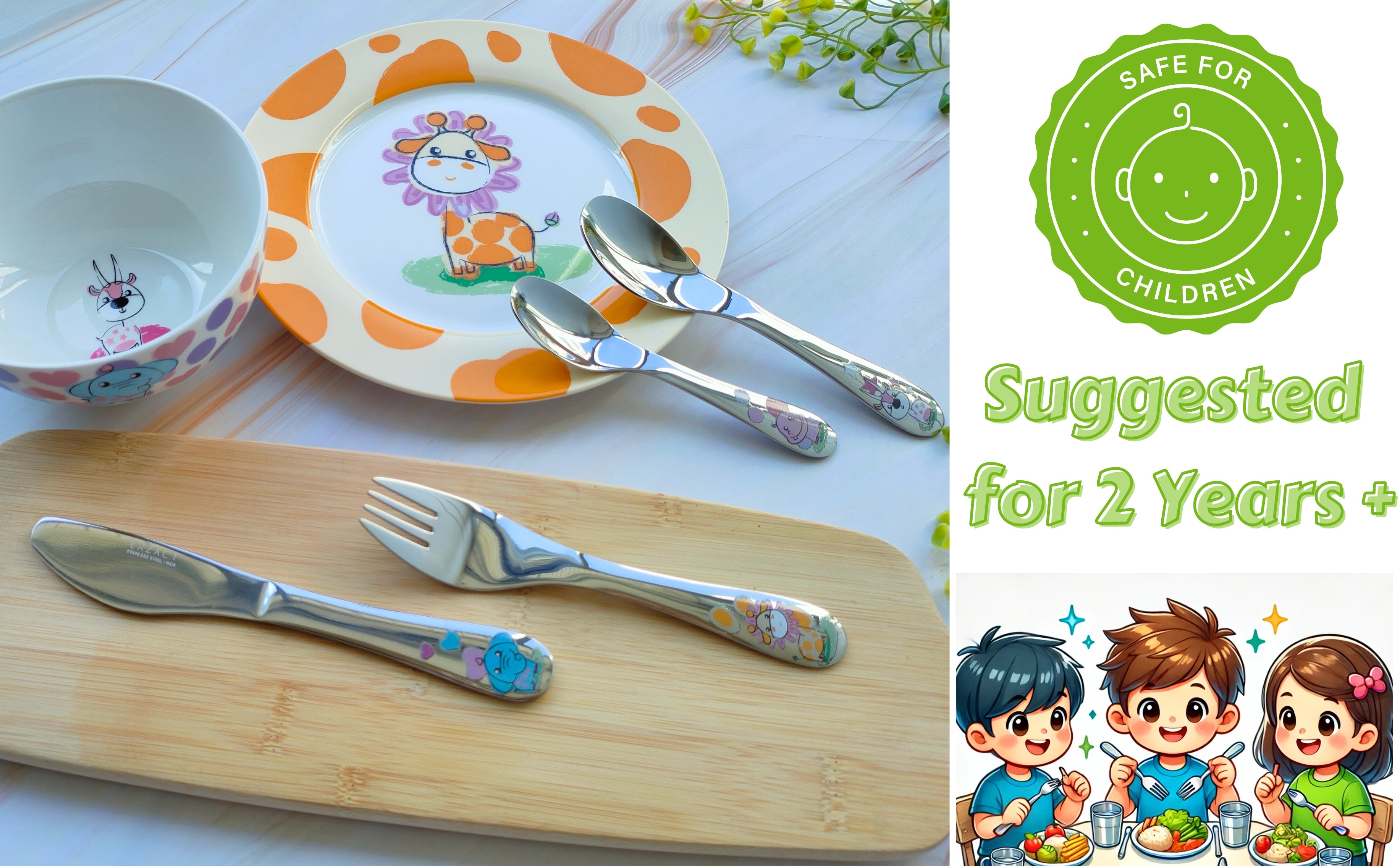 EXZACT Children's Dinner Cutlery Gift Set 6 Pieces