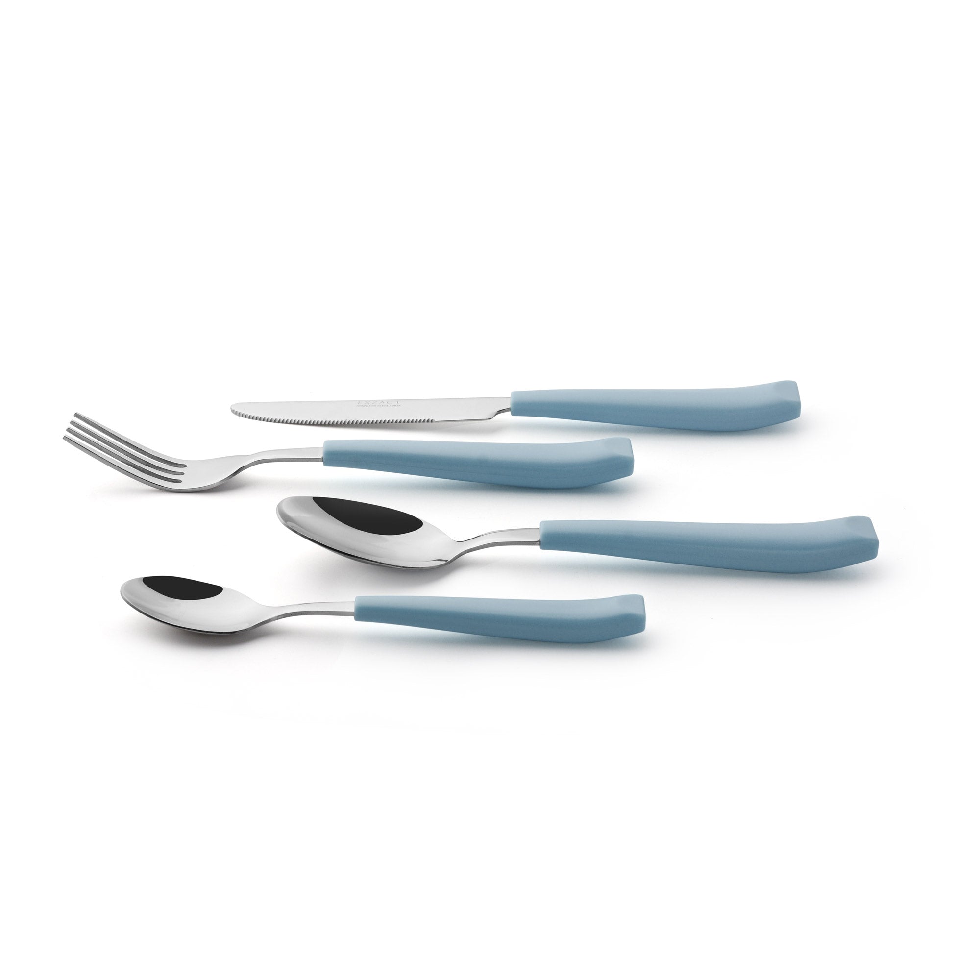 EXZACT Cutlery Set 16PCS - Stainless Steel with Plastic Wide Handles