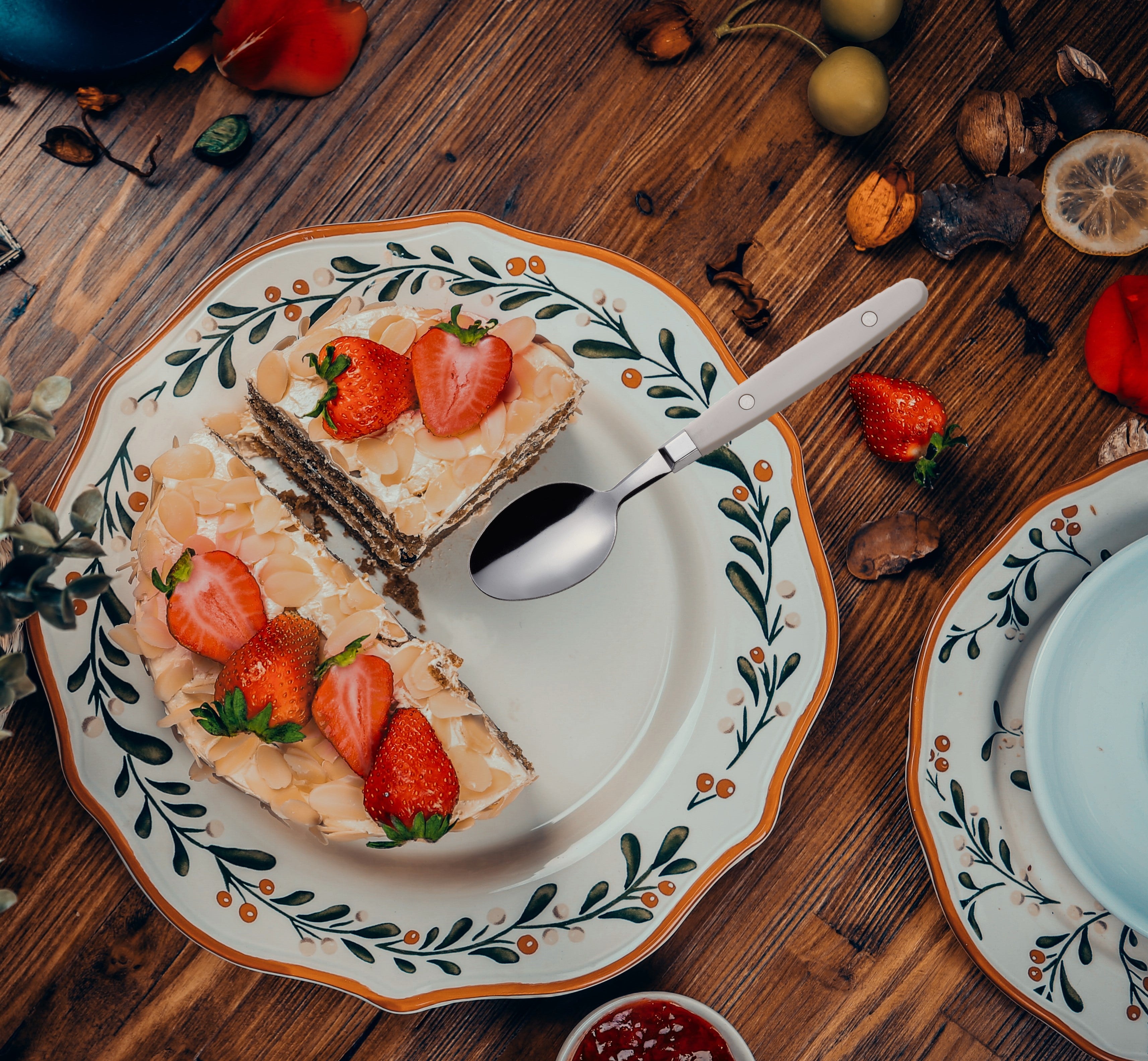 EXZACT Cutlery Set 24pcs Stainless Steel - with Rivet Craft Handles/Retro Style Flatware