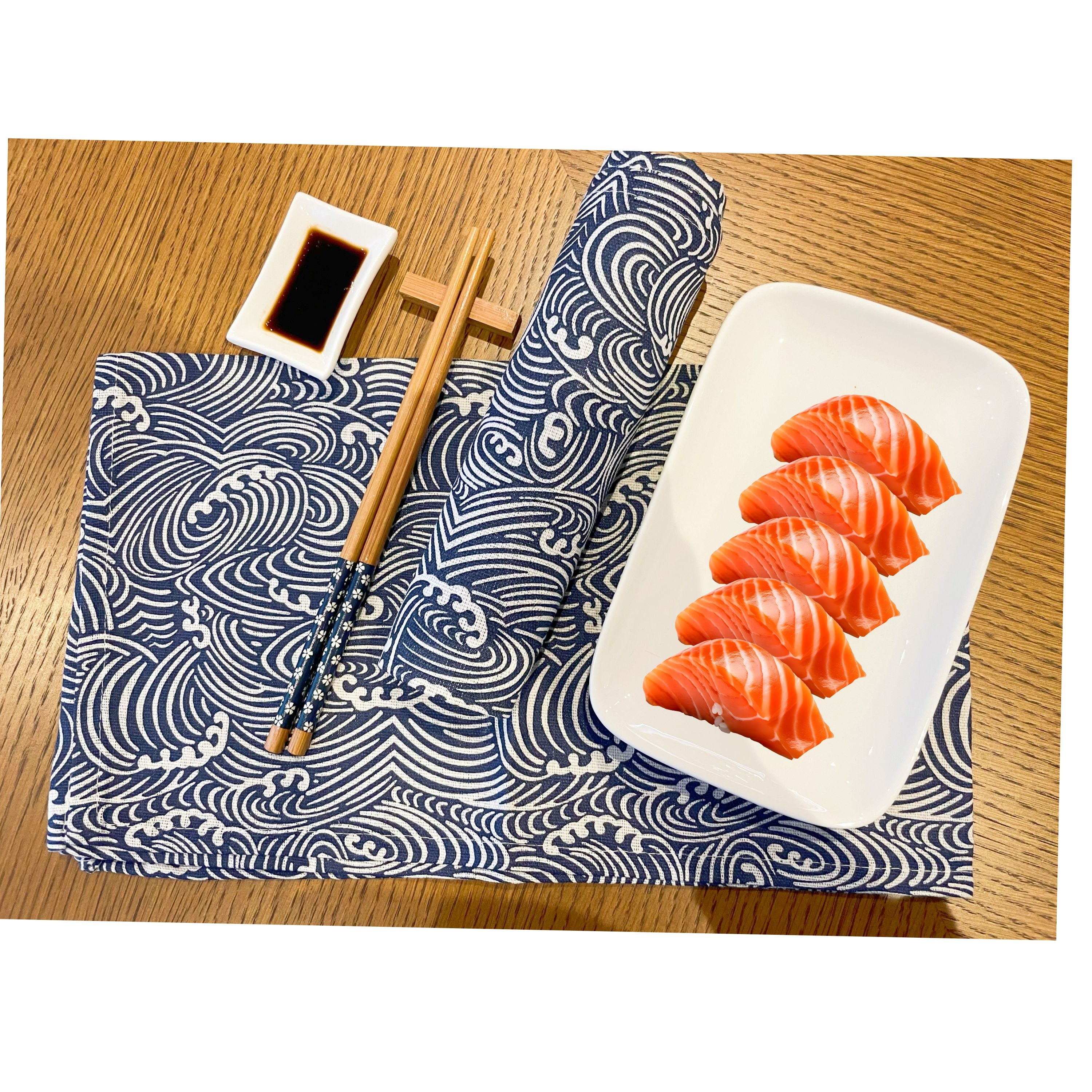 CosyAurora Placemats 30 x 40 cm Navy Blue Ocean Waves for Dining Table, Set of 4