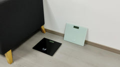 EXZACT Digital Bathroom Scale – 150kg/330lb, Metric & Imperial, Black Glass